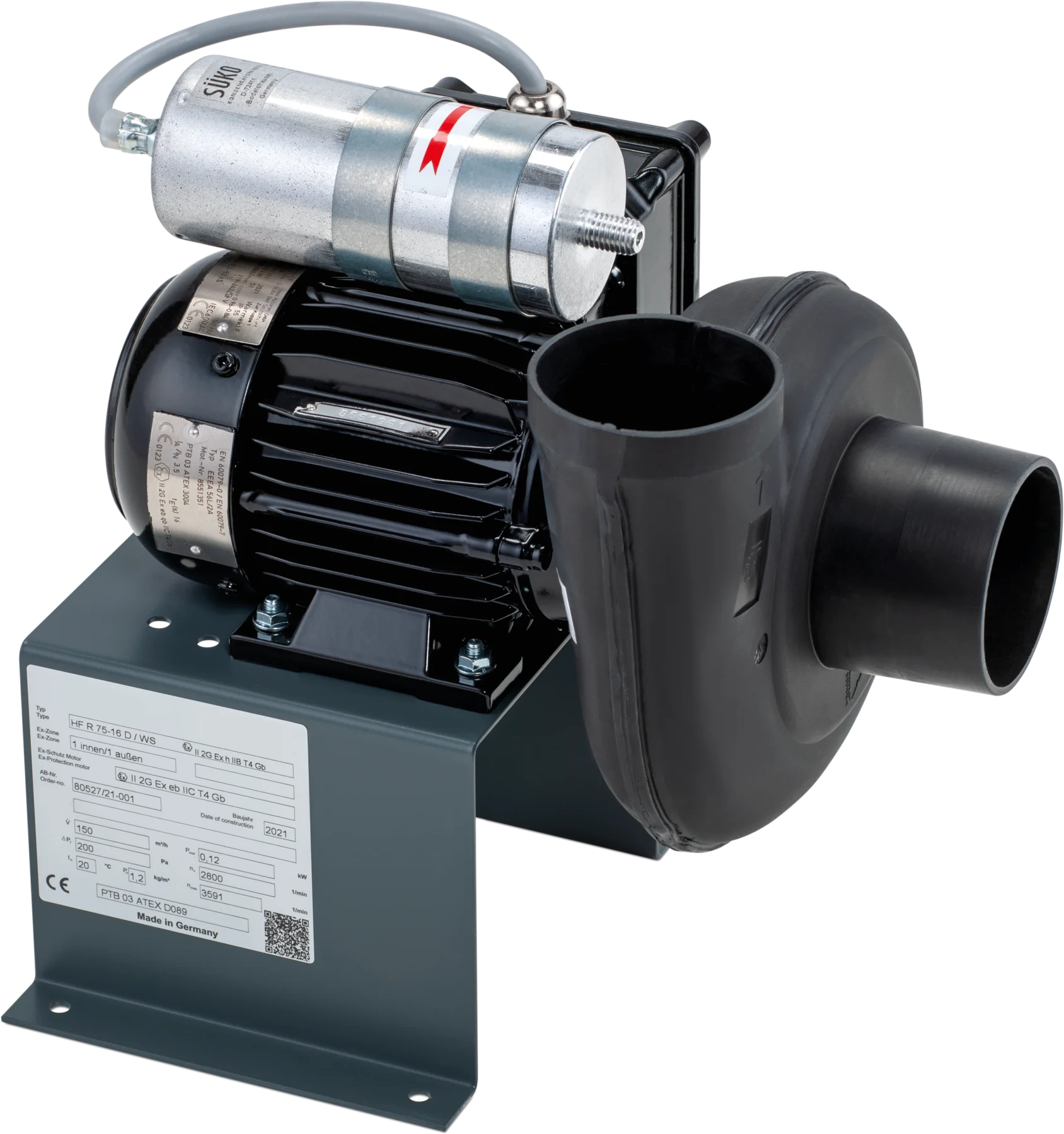 Radial fan with explosion-proof motor, 230 V